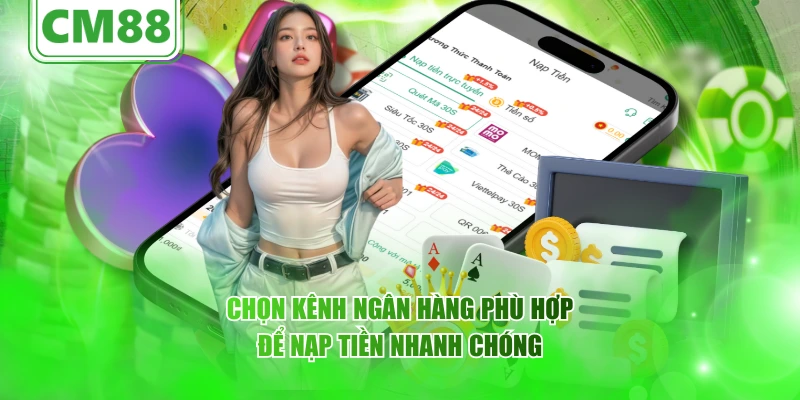 CM88 Nạp Tiền - Hướng Dẫn Chi Tiết Cách Nạp Tiền Tân Thủ 6 Chọn kênh ngân hàng phù hợp để nạp tiền nhanh chóng