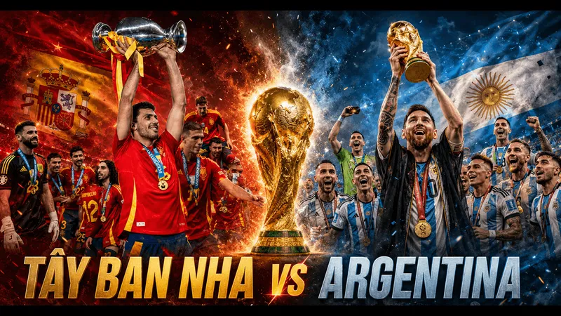 Cầu thủ Tây Ban Nha và Argentina tranh chấp bóng trên sân cỏ Cầu thủ Tây Ban Nha và Argentina tranh chấp bóng trên sân cỏ